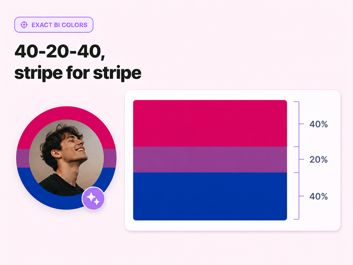 Bi pride flag with exact pink, purple, and blue stripes