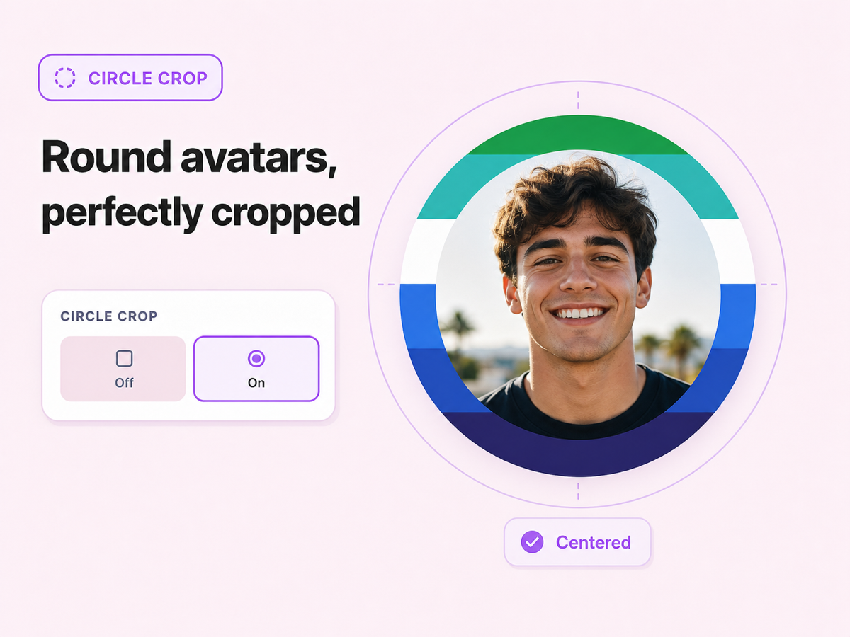 Round avatar crop preview for dating and social apps