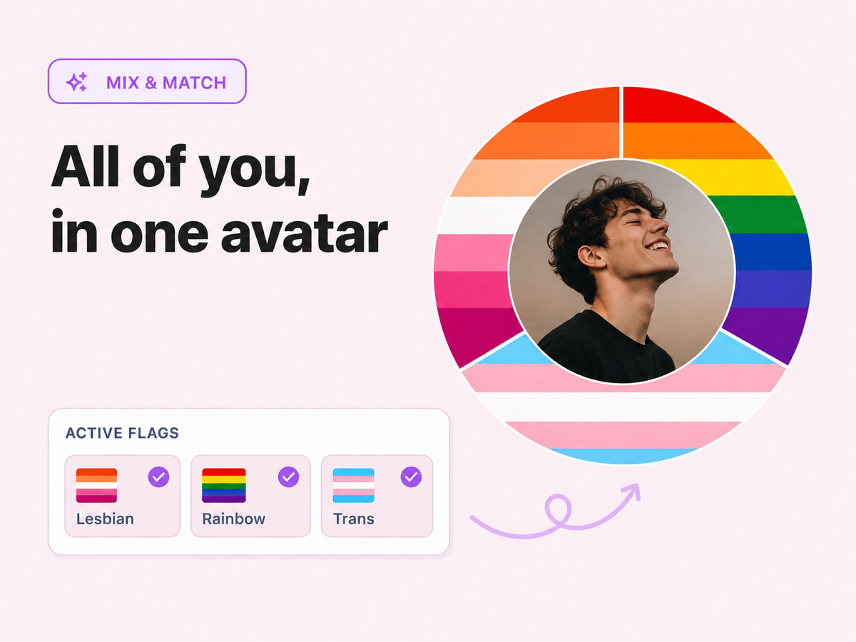 Lesbian flag combined with rainbow and trans flags