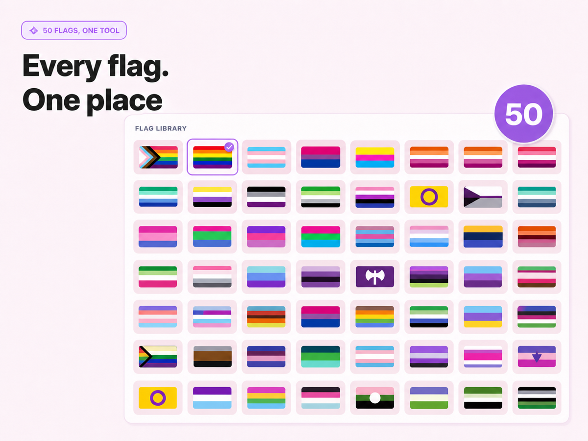 A grid of many LGBTQ+ pride flags