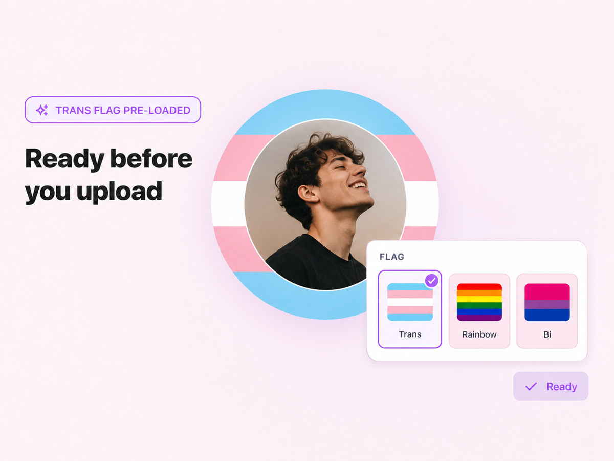 The trans pride flag with light blue, pink, and white stripes